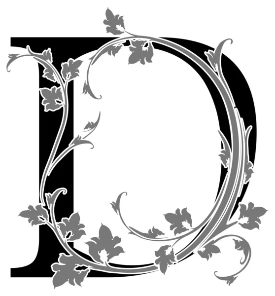 Lettre florale D — Image vectorielle