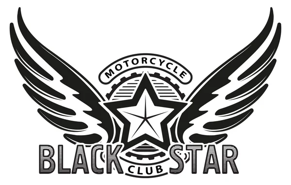 Estrella negra motocicleta club diseño — Vector de stock