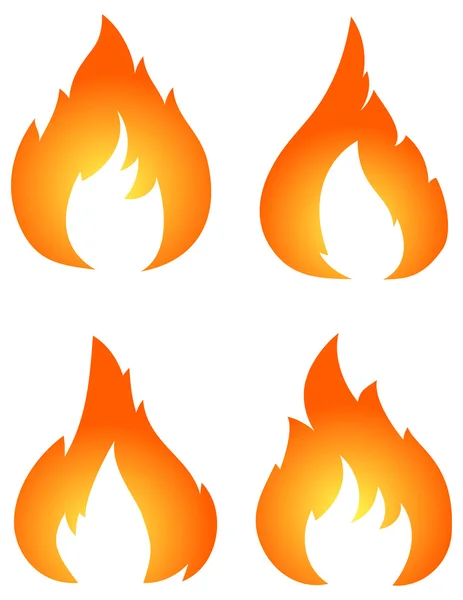 Set of four vector fires — Stock Vector