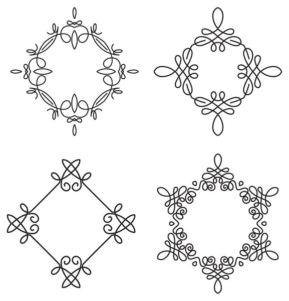 Conjunto de 4 molduras caligráficas — Vetor de Stock