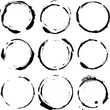 Dokuz grunge yuvarlak şekiller