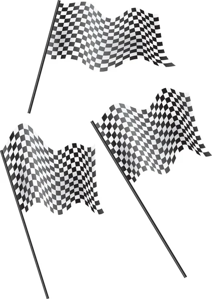 3 drapeaux à carreaux flottant — Image vectorielle