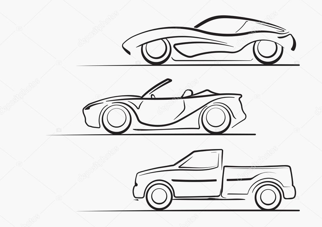 3 cars silhouettes
