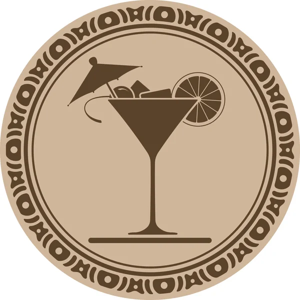 Bicchiere da vino di martini in cornice rotonda — Vettoriale Stock