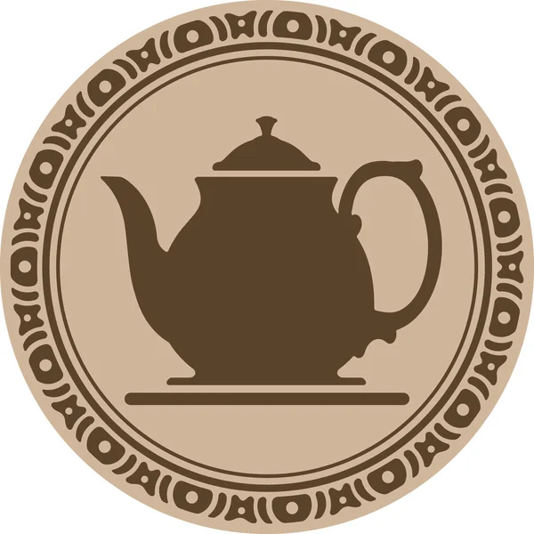 Teapot into decorative round frame — Stock Vector