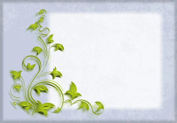 Yeşil çiçekli köşe ile dekoratif arka plan — Stok Vektör