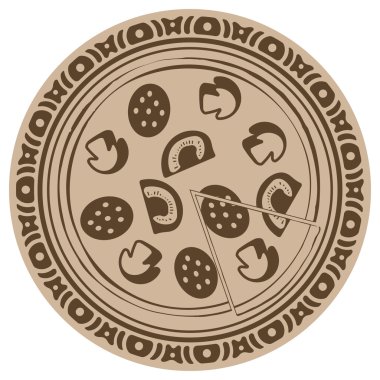 Dekoratif yuvarlak çerçeve içine pizza