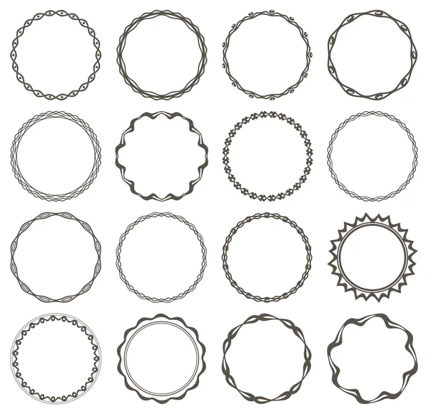 Set of 16 simple round frames. — Stock Vector