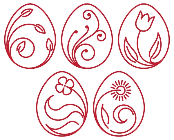 Set of 5 decorative Easter eggs. — Stock Vector