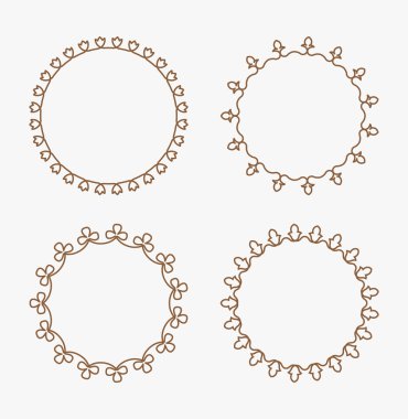 Dekoratif kaligrafi yuvarlak çerçeve kümesi