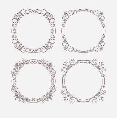 4 zarif caligraphic yuvarlak çerçeve