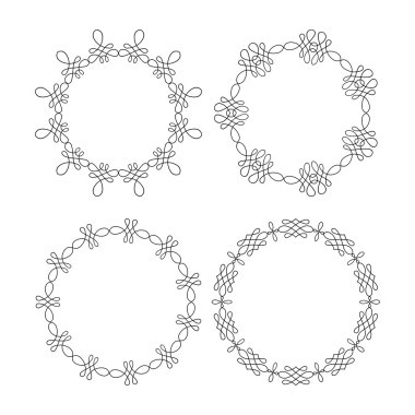 4 zarif caligraphic yuvarlak çerçeve