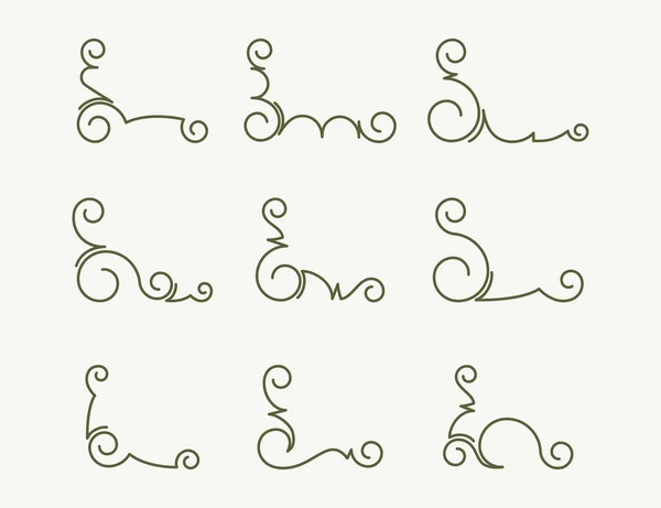 Set de 9 esquinas decorativas . — Vector de stock