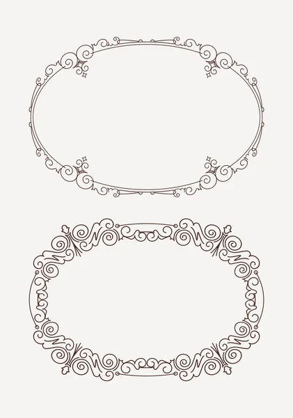 Par de molduras ovais caligráficas . —  Vetores de Stock