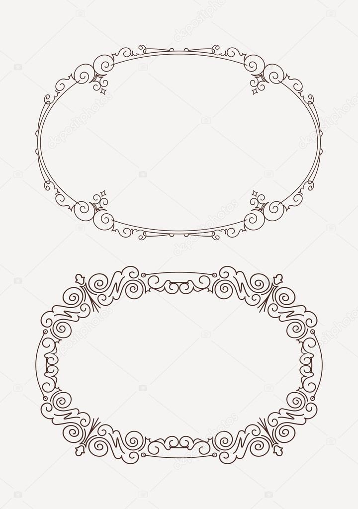 Pair of calligraphic oval frames.