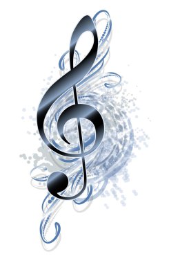 Tiz nota anahtarı ile müzikal arka plan.