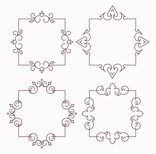 Набор каллиграфических рамок — стоковый вектор