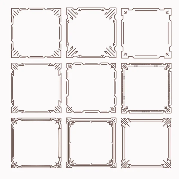 Rikt dekorerade fyrkantiga dekorativa ramar — Stock vektor