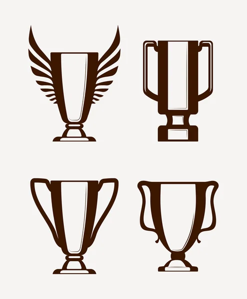 Champion cups icons — Stock Vector