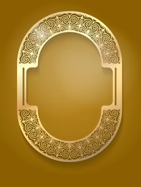 Pretty gold unusual oval frame — Stock Vector