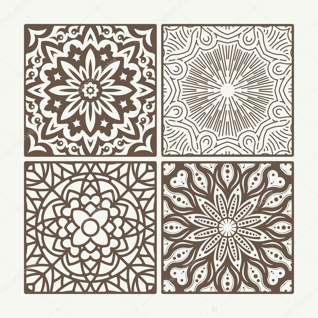 Set of 4 square lace floral vintage designs