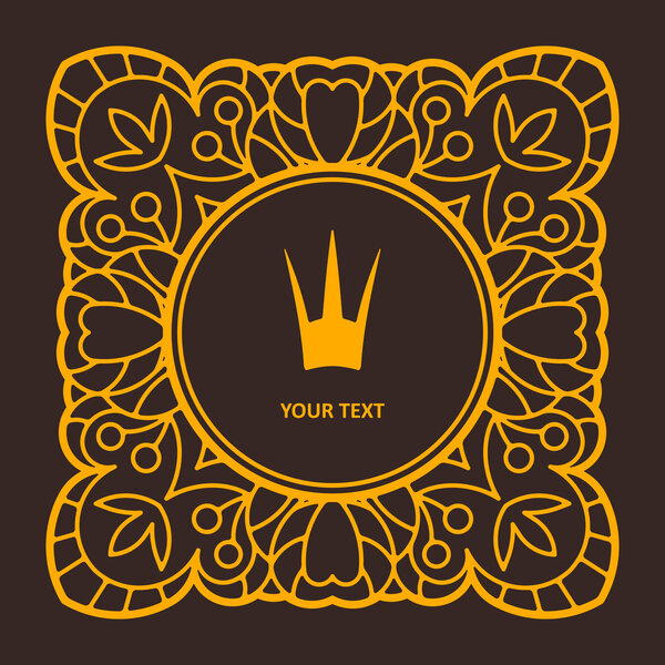 Абстрактная декоративная кружевная рама с короной
