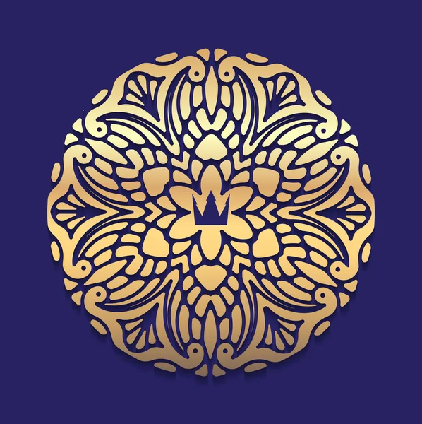 Mandala on blue dark background — Stock Vector