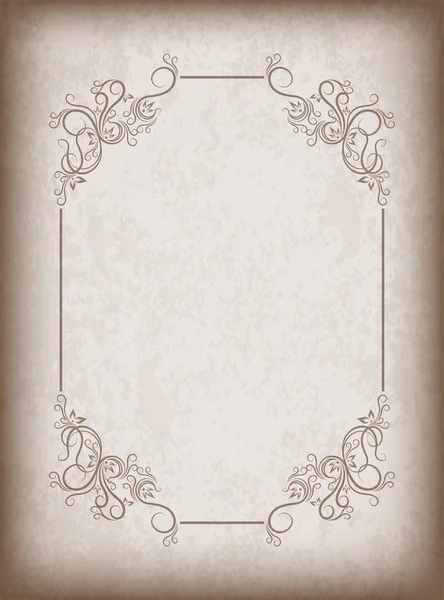 Frame on aged paper with dark edges — Stock Vector