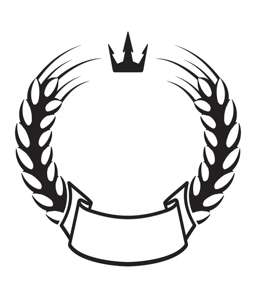 Épillets blé avec couronne et bannière de ruban — Image vectorielle