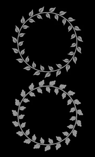 Runde florale Rahmen mit Blättern — Stockvektor