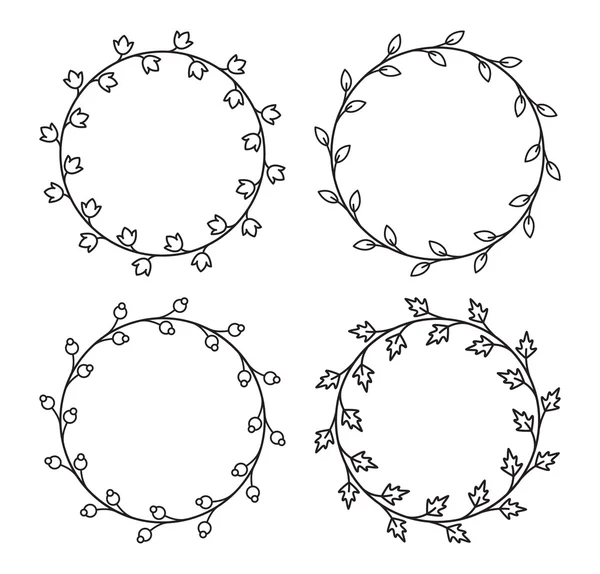 Ensemble de cadres floraux ronds — Image vectorielle