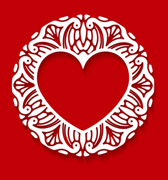 Кружевное украшение сердца — стоковый вектор