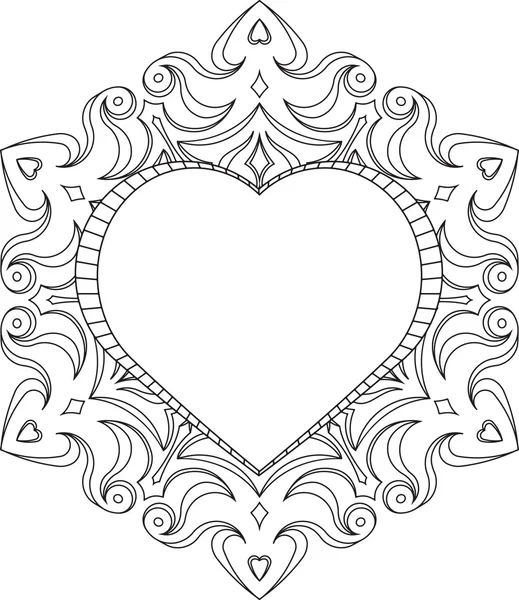 Adorno de encaje de círculo con corazón — Vector de stock