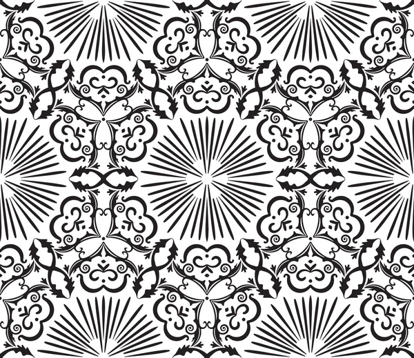 Rich decorated monochrome seamless pattern — Stock Vector