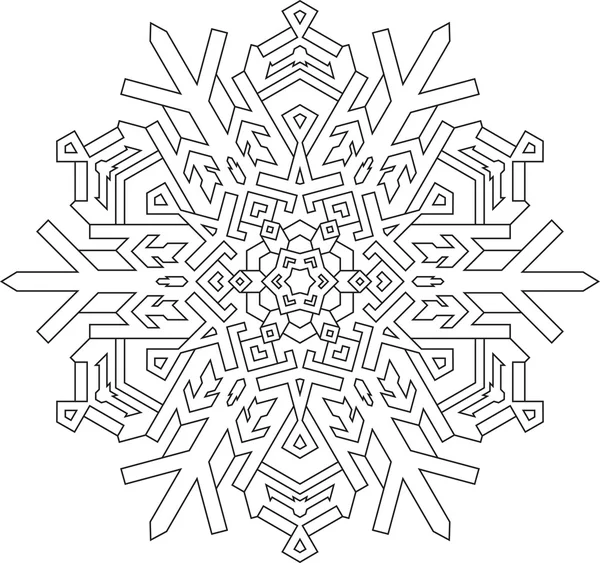 Esquemas de copo de nieve en estilo mono línea — Vector de stock