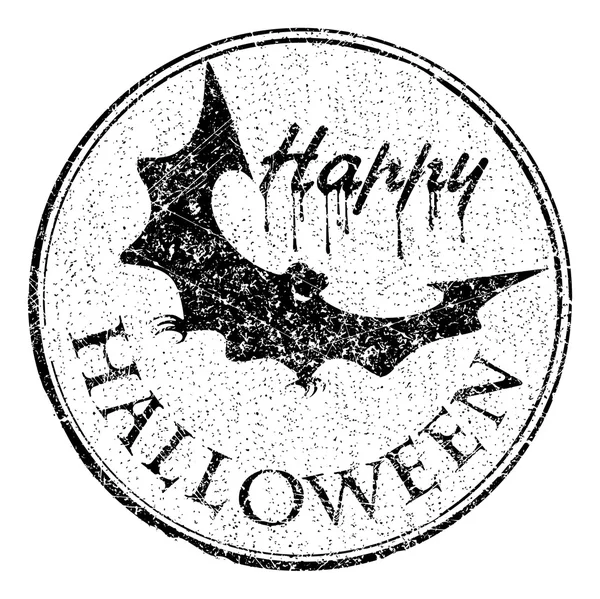 Chauve-souris souriante et légende Happy Hallow — Image vectorielle