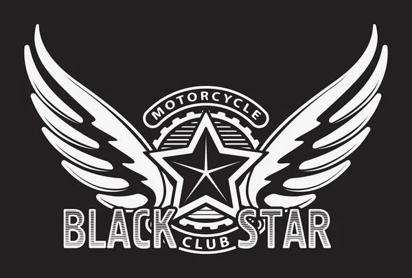 Moto club étoile noire design — Image vectorielle