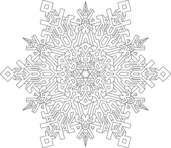 Outlines of snowflake in mono style — Stock Vector