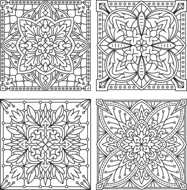 Soyut kare dantel tasarım kümesi