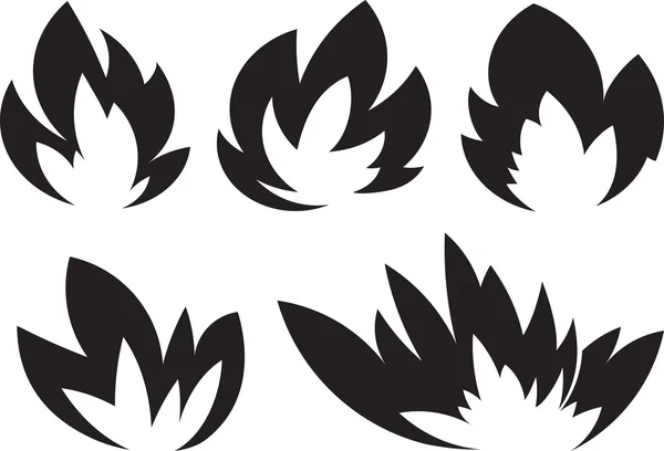 Set of 5 unusual black fires — Stock Vector