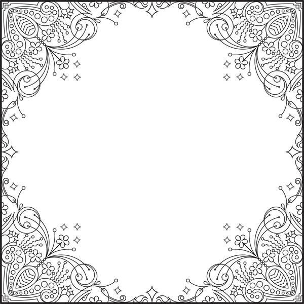 Calligraphic square frame decoration — Stock Vector