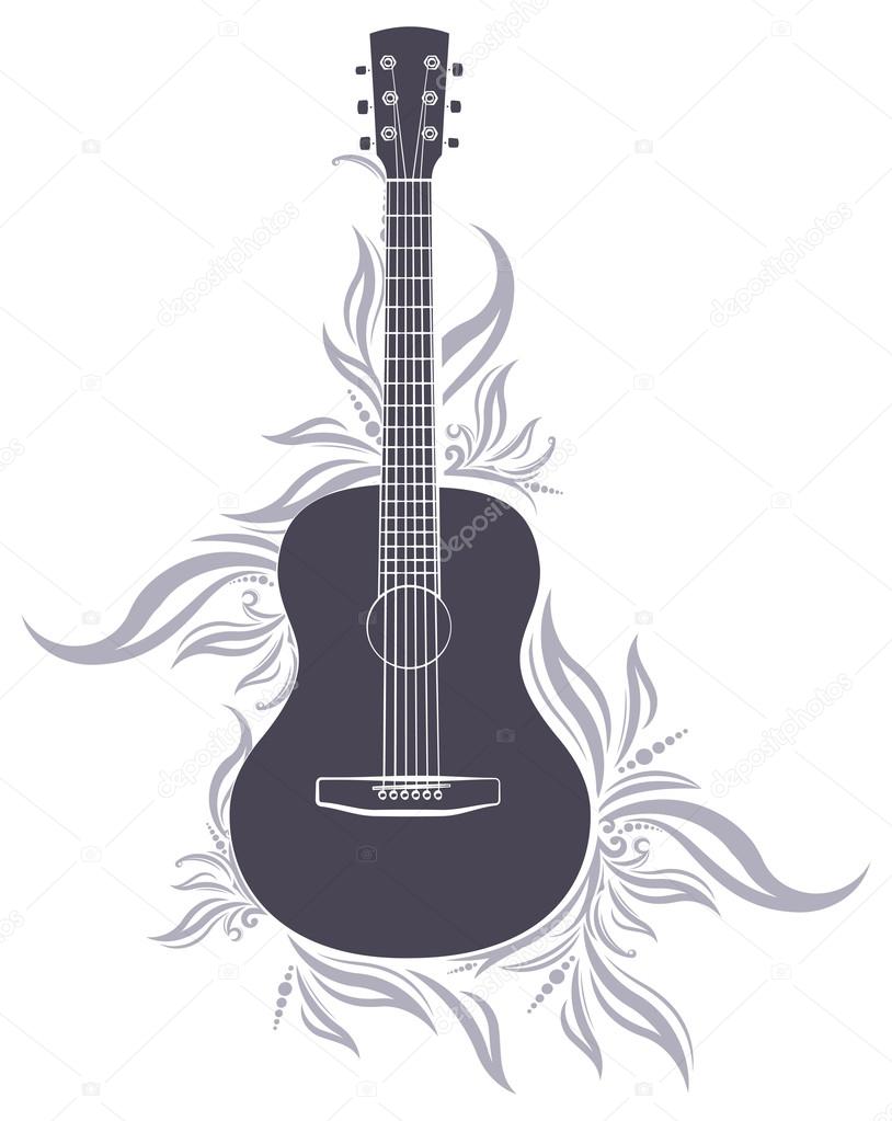 guitar and floral elements