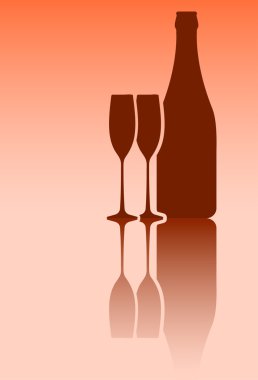 -Bir şişe şarap ve gözlük