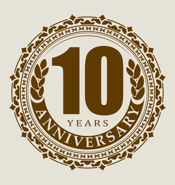 Emblema redondo de diez años — Vector de stock