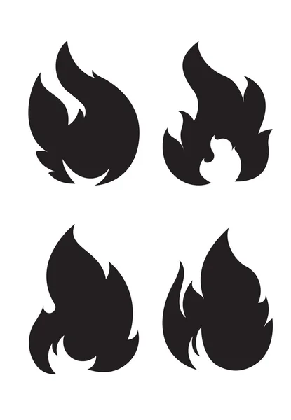 Set of four black fires — Stock Vector
