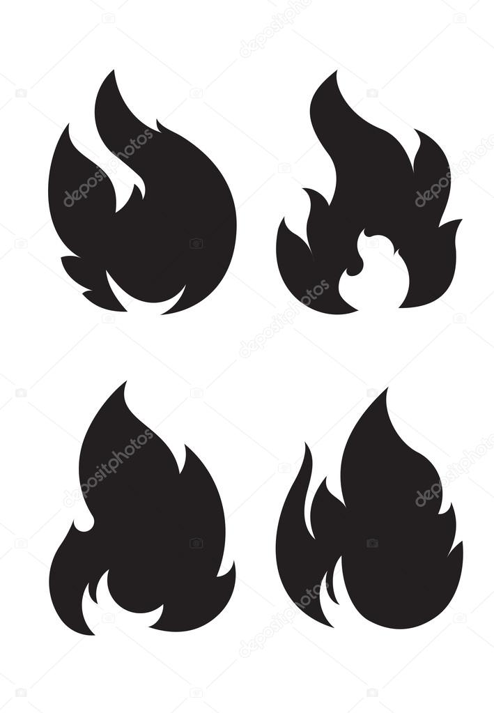 Set of four black fires