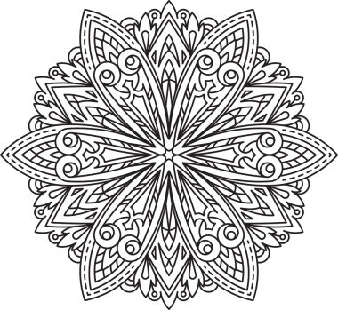 Siyah yuvarlak dantel tasarım - mandala