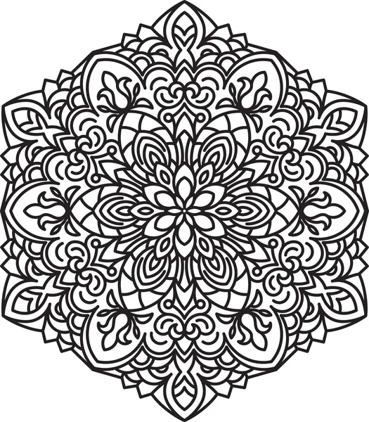 Round lace design in mono line style - mandala — Stock Vector