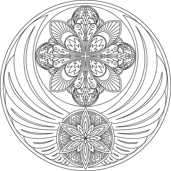 Asas e duas mandalas . — Vetor de Stock