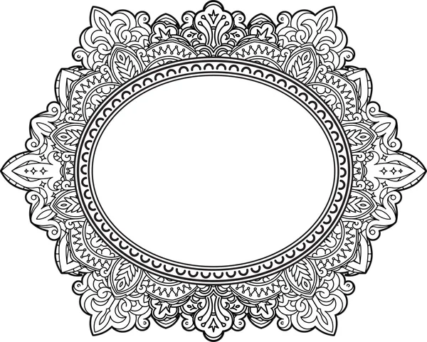 Rich decorated oval frame pattern. — Stock Vector